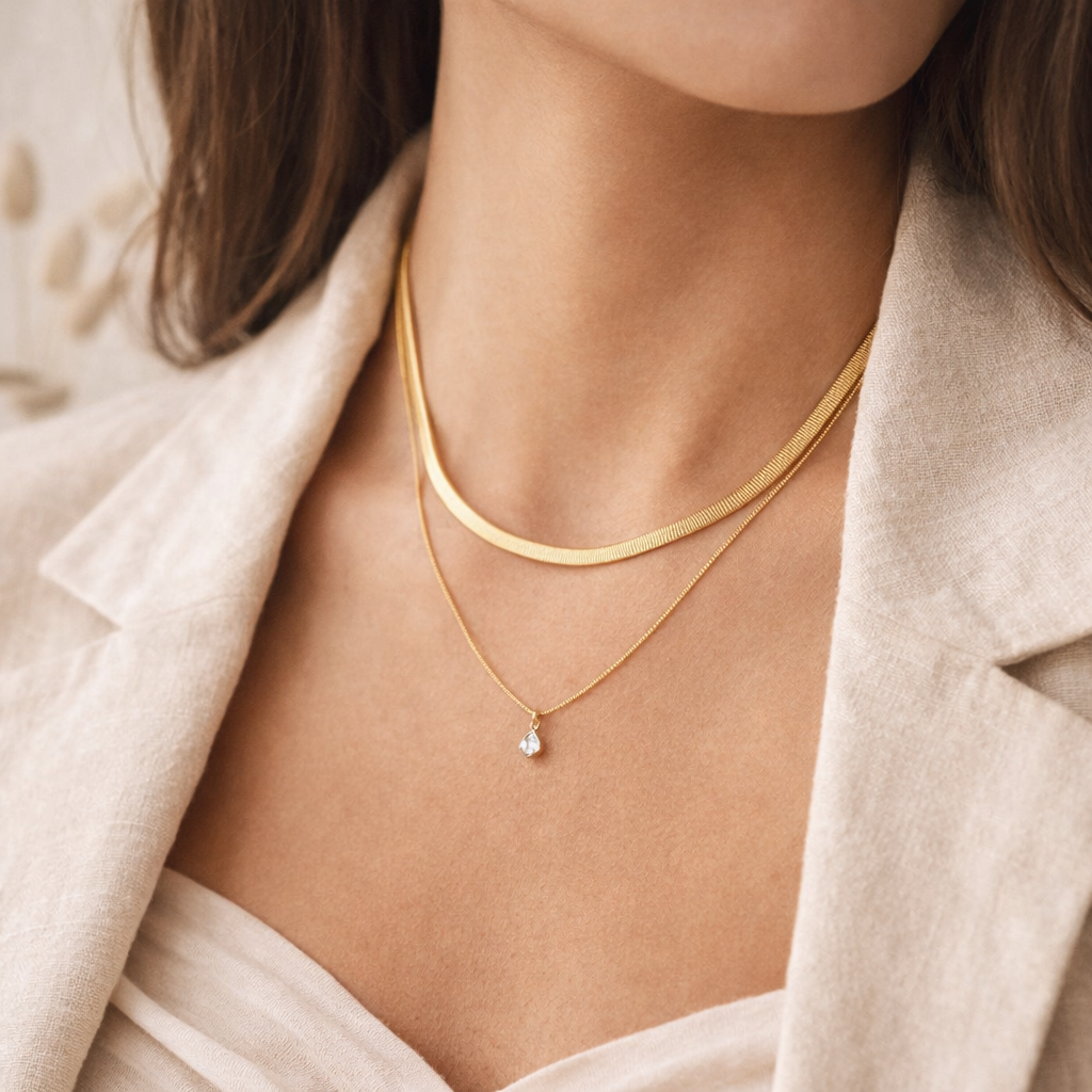 Raindrop Crystal Snake Necklace