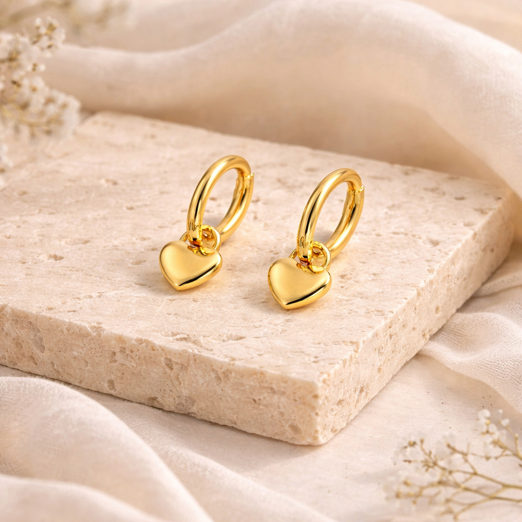 Lumi Heart Huggies Earrings