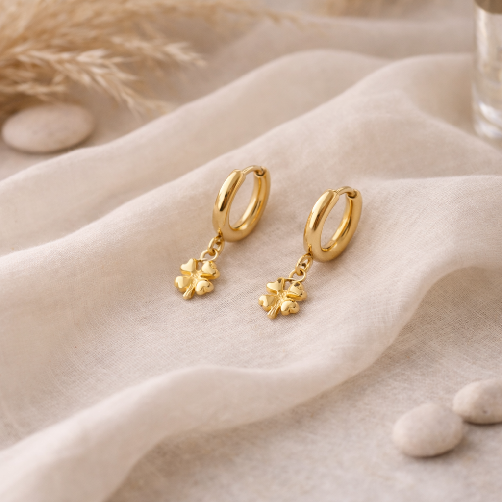 Petite Clover Huggie Earrings