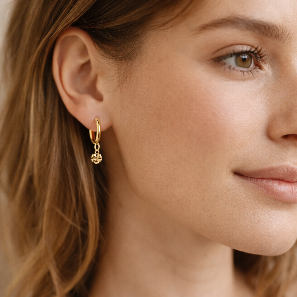 Petite Clover Huggie Earrings