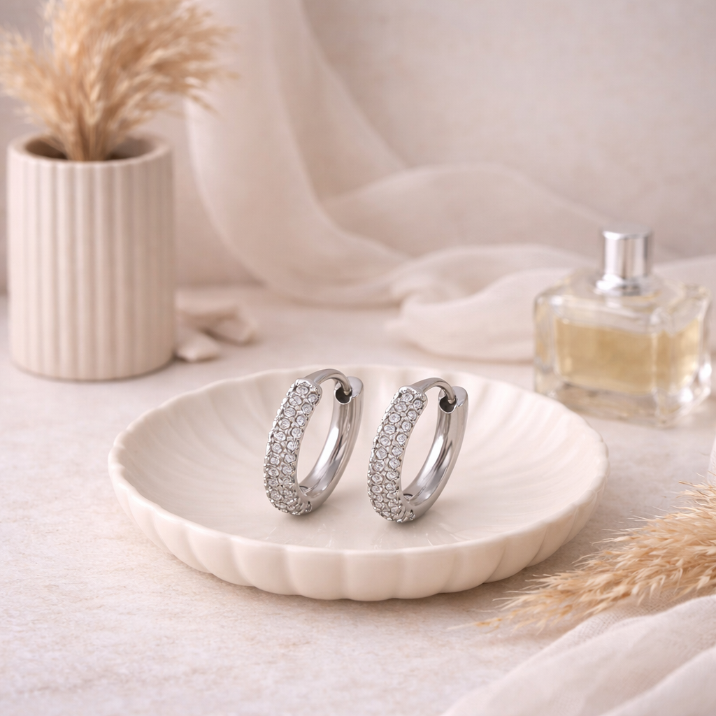 Iris Pavé Hoop Earrings