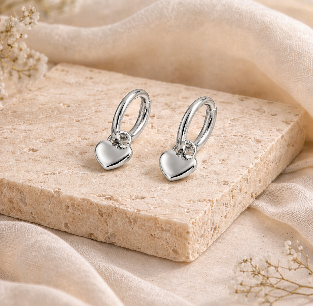 Lumi Heart Huggies Earrings