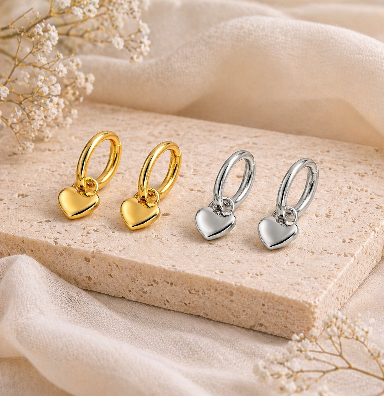 Lumi Heart Huggies Earrings